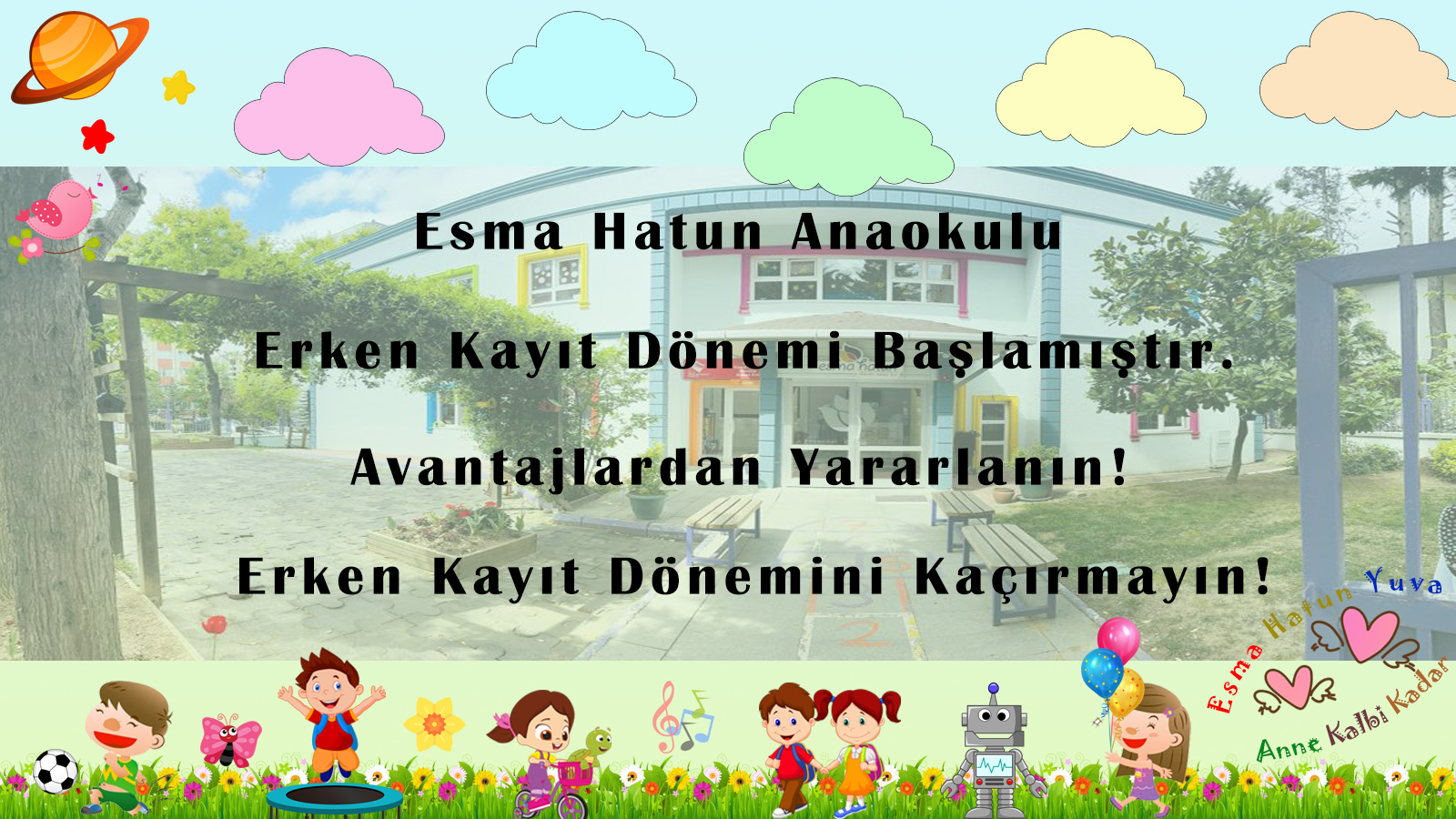 Esma Hatun Çocuk Yuvası, Anaokulu, Kreş, Yaz Okulu, Gündüz Bakımevi, Ana Sınıfı, Başakşehir, çocuk, sevgi, anne kalbi kadar, etkinlik, aktivite, eğlence, spor, yüzme, enneagram, yeni eğitim modeli, çocuk bahçesi, oyun alanları, başak